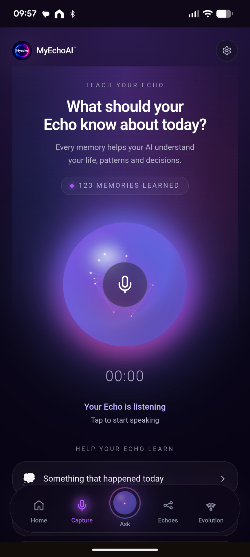 MyEcho Current Focus with active and completed actions